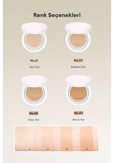 Missha Magic Cushion Cover Lasting Yüksek Kapatıcı Yarı Mat SPF50+ PA+++ Fondöten No.23 15 G