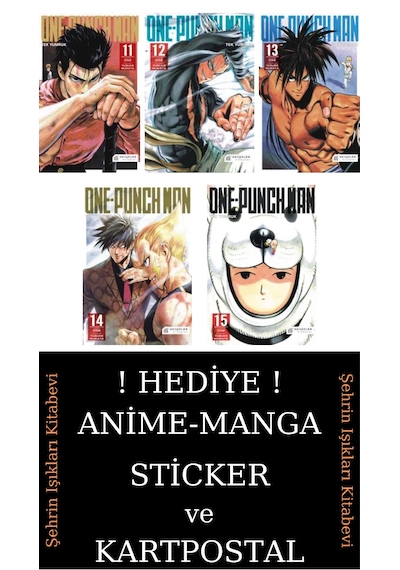 One Punch Man 11-12-13-14-15 Manga Seti 5 Kitap / Tek Yumruk / Anime-manga Sticker Ve Kartpostal