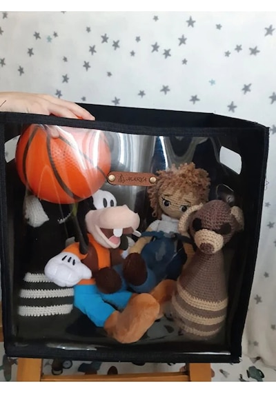 Organizer Kutu 3 Lü Set,şeffaf Ön Yüz,büyük Orta Küçük Boy,oyuncak Kitap Dolap Düzenleyici, Siyah