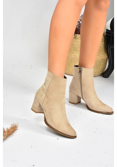 Fox Shoes Bej Süet Kadın Bot G654013102