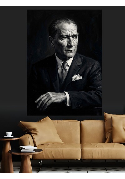 Karizmatik Mustafa Kemal Atatürk Portresi Dekoratif Kanvas - Mdf Ahşap Tablo