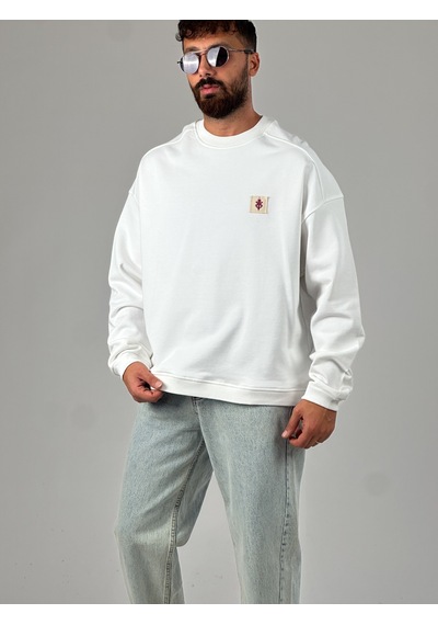 Cocopelli Ekru Tasarım Etnik Erkek Sweatshirt Coc1029 Ekru