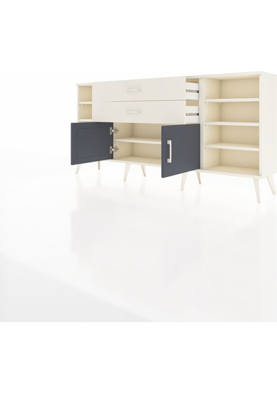 Arges Konsol 7 Raflı 2 Çekmeceli 2 Kapaklı 176x30x83 Aytaşı-antrasit/aytaşı Antrasit/aytaşı