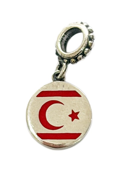 Yerli Üretim Türk Bayrak Sallantılı 925 Ayar Gümüş Charm