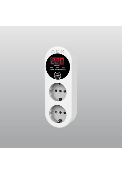 Ack Akım Ve Voltaj Korumalı Priz Çift Prizli Led Ekranlı 15 A 3000w Güç Kapasiteli Aşırı Ve Düşük Voltaj Koruması 0