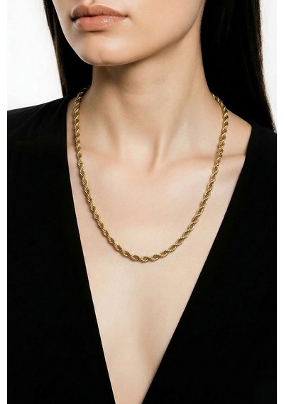 Çelik Gold Renk Burgu Model 45 Cm Kadın Kolye