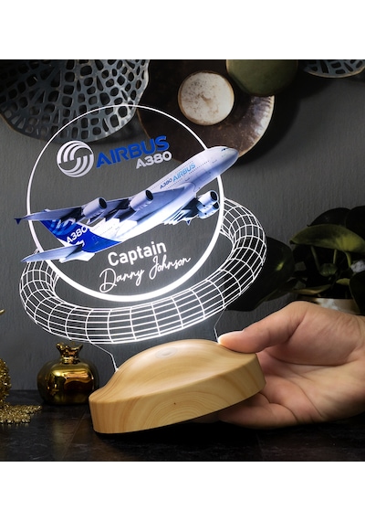 Airbus A380 Yolcu Uçağı Renkli Baskılı Kişiye Özel 3d Led Lamba,