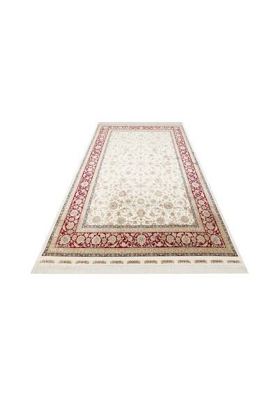 Eko Halı Isfahan Isf 03 Cream Red Klasik Desenli Yüksek Kalite Sık Dokuma Makine Halısı