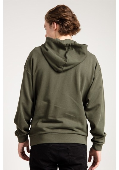 Jahr Marc Haki Oversized Önü Cepli Kapüşonlu Erkek Sweatshirt Haki