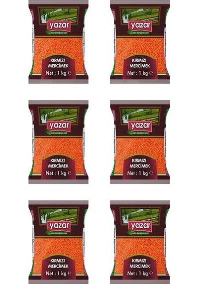 Yazar Yerli Kırmızı Mercimek 6 x 1 KG
