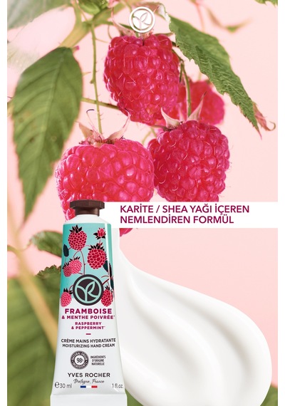 Yves Rocher El Kremi- Nemlendirici Besleyici Enerjik Frambuaz Nane - Vegan -30ml
