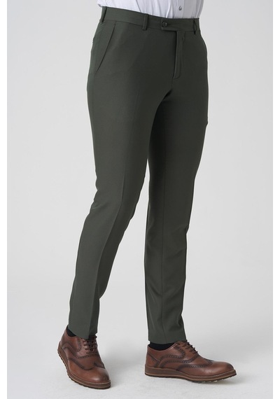 White Stone Alcobaça P1026 Slim Fit Kumaş Pantolon Yeşil Yeşil