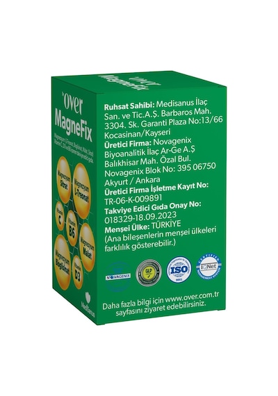Dr. Over Magnefix Magnezyum Vitamin C, D3 ve B6 İçeren İçeren Gıda Takviyesi 60 Tablet