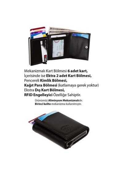 Newish Polo Rfid Özellikli Mekanizmalı Cüzdan Kartlık - Siyah