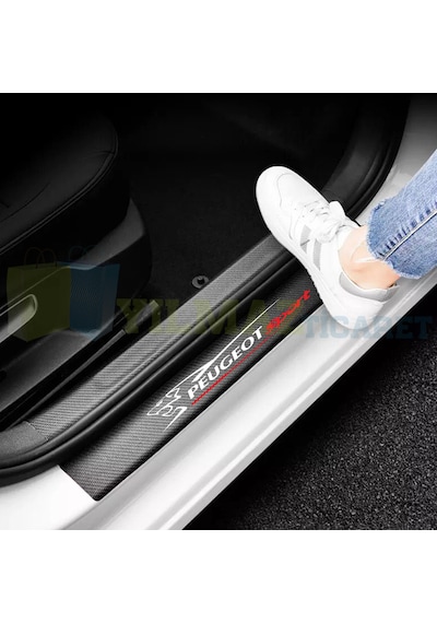 Peugeot Sport Karbon Kapı Eşiği Koruma Oto Sticker Etiket 4 Parça