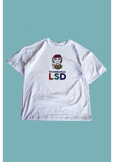 Tarzsokak Psychedelic Lsd Oversize Tişört Beyaz