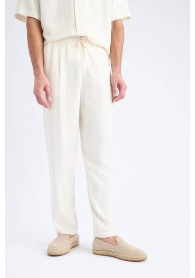 Defacto Yazlık Viskon Jogger Pantolon Regular Fit Normal Kesim Keten Karışımlı Düz Paça Cepli B4867ax25smbg686 Bej