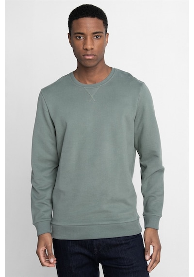 Tudors Pamuk Bisiklet Yaka Basıc Unisex Yeşil Sweatshirt-26567-yeşil Yeşil