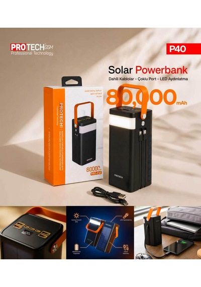 P40 80000 Mah Solar Powerbank Siyah