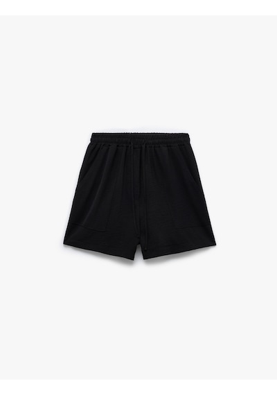 Koton Beli Bağcıklı Cepli Mini Şort Siyah 5sak40083pw Siyah