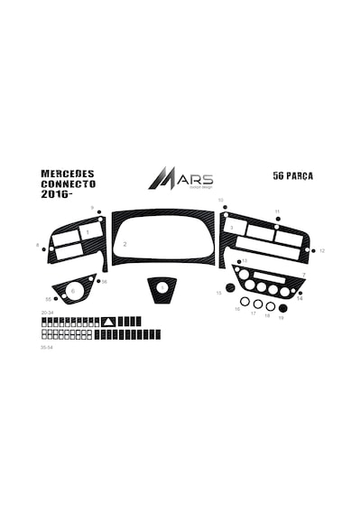 Mercedes Connecto Konsol-torpido Kaplama 20163 56 Parça Siyah Karbon