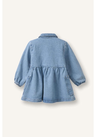 Defacto Uzun Kollu Jean Elbise Kız Bebek H0372a526smnm39 Mavi-nm39