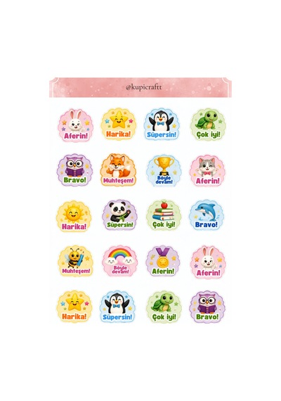 6 Sayfa Öğretmen Motivasyon Öğrenci Tebrik Sticker Seti 0