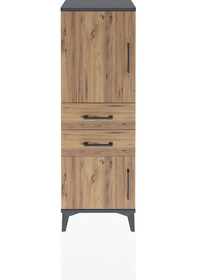 Arges Dolap 2 Raflı 2 Çekmeceli 2 Kapaklı 44x30x134 Antrasit-çam Antrasit