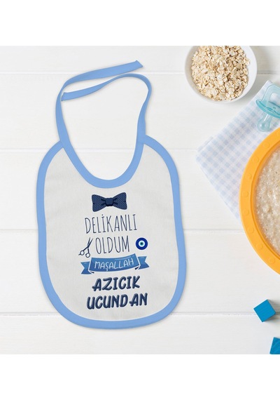 BK Kids Sünnet Tasarımlı Mavi Bebek Mama Önlüğü-5