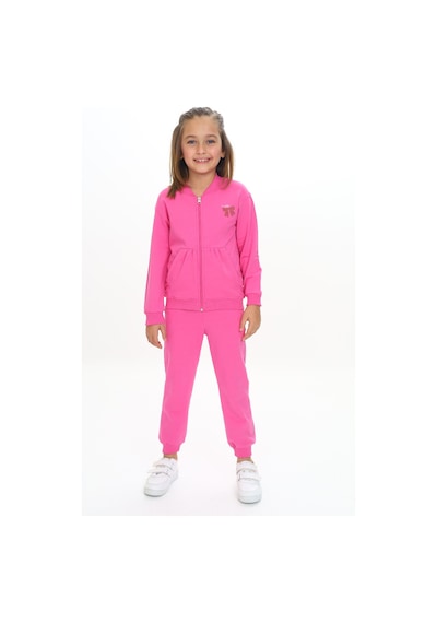Toontoy Kids Toontoy Kız Çocuk Kanguru Cepli Göğsü Baskılı Eşofman Takım Fuşya