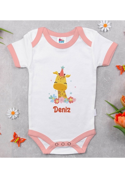 Bk Gift Bk Kids Kişiye Özel Pembe Bebek Body Zıbın - Model 157 6 - 9 Ay