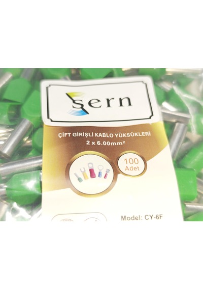 6 Mm Çift Girişli İzoleli Kablo Yüksüğü Fransız Norm Yeşil 1 Paket 100 Adet