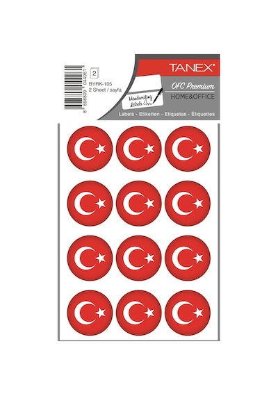 105 Türk Bayrağı Sticker Yuvarlak Büyük