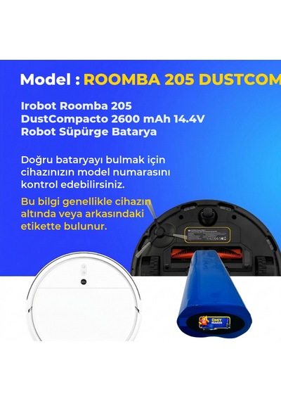 Irobot Roomba 205 Dustcompacto 2600 Mah 14.4v Robot Süpürge Batarya