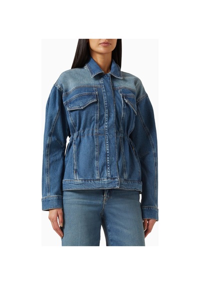 Good American Barrel Kollu Oversize Denim Ceket, Modern Şık Kadın Dış Giyim Mavi