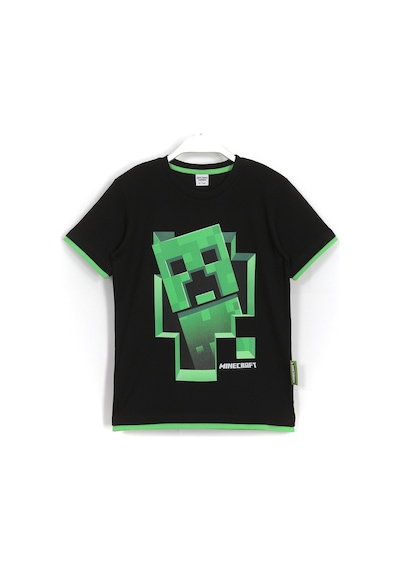 Dobakids Minecraft 3D Creeper Baskılı Çocuk Tişört (487109487) Siyah