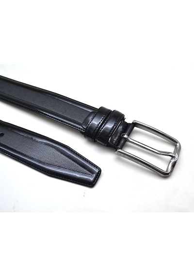 Siyah Rugan 3,5 cm Klasik Erkek Kemer - 130 cm