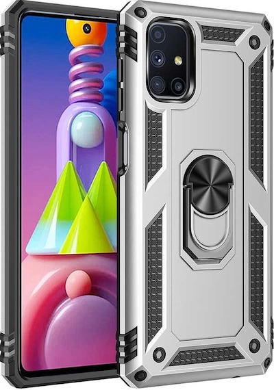 Samsung Galaxy Uyumlu M51 Kılıf Sert Silikon Yüzüklü Stand Özellikli Kapak