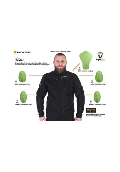 Venom Yazlık Motosiklet Montu Rock Cordura