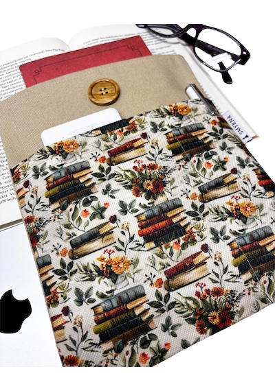 Kitap Kılıfı / Tablet Kılıfı /çok Amaçlı Kılıf Kitaplar,çiçekler