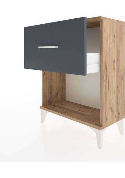 Arges Komodin Tek Çekmeceli 60x30x80 Çam-antrasit Atlas Çam