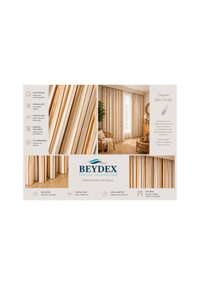 2 Adet 140x260 Cm Ölçüsünde Şık Dekoratif Fon Perde Koleksiyon Kahverengi