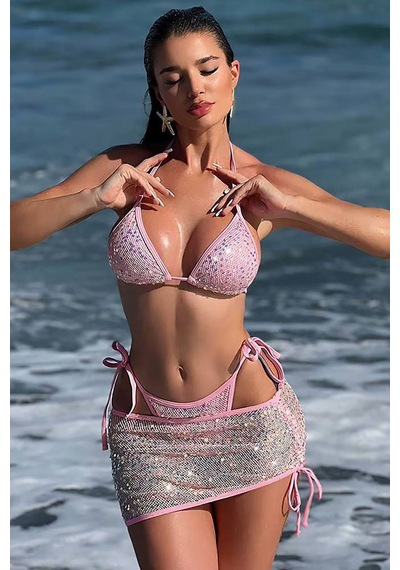 Kristina Üçlü Brazilian Bikini Set - Pembe