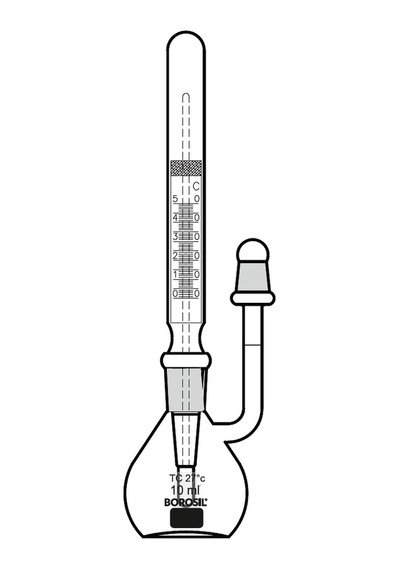 Cam Piknometre 10 Ml - Kalibreli Termometreli - Sertifikalı