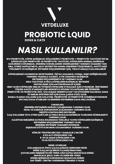 Vetdeluxe Probiotic Kedi Ve Köpekler İçin 100 ML