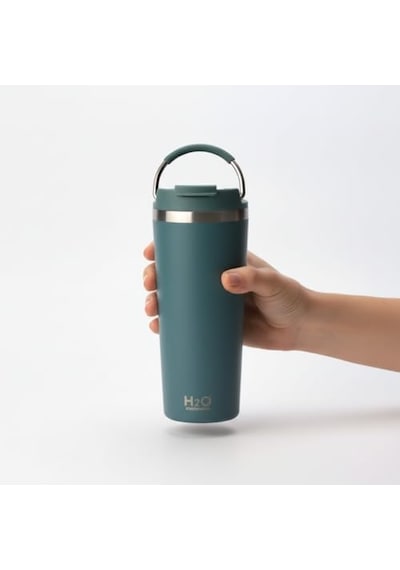 660 Ml Pipetli Paslanmaz Çelik Termos Kupa - 4 Renk Seçeneği Krem, Yeşil, Siyah, Mavi - Büyük Boy Venti Sıcak Ve Soğuk Tutan Mug Yeşil Açık Beyaz
