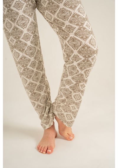 Pierre Cardin Kadın Desenli Krem Gömlek Pijama Takımı Pc9276-s-v1 Pc9276-s-v1
