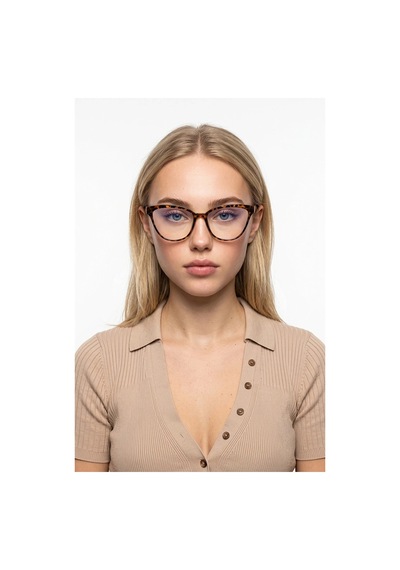 Cat Eye Optik Çerçeve Uyumlu Blue Block Narina Gözlük Leopar Çerçeve Şeffaf