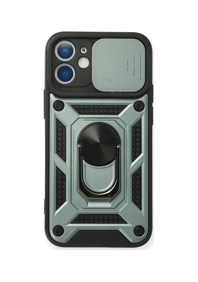 Apple iPhone Uyumlu  12 Mini Kılıf Pars Lens Yüzüklü Silikon -  Yeşil