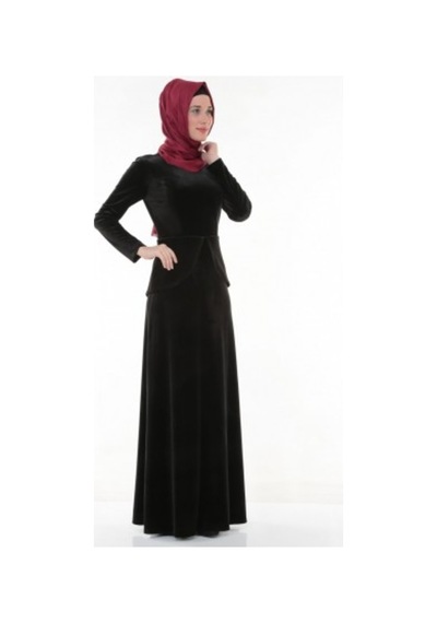 Nidya Moda Büyük Beden Elbise-4044S Siyah